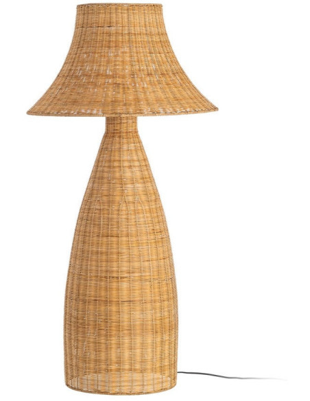 Grand Lampadaire bohème chic Hauteur 118 cm en Rotin Naturel Tressé Métal Enlian - 1