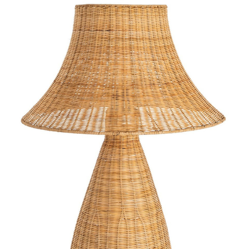 Grand Lampadaire bohème chic Hauteur 118 cm en Rotin Naturel Tressé Métal Enlian - 2