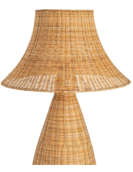 Grand Lampadaire bohème chic Hauteur 118 cm en Rotin Naturel Tressé Métal Enlian - 2