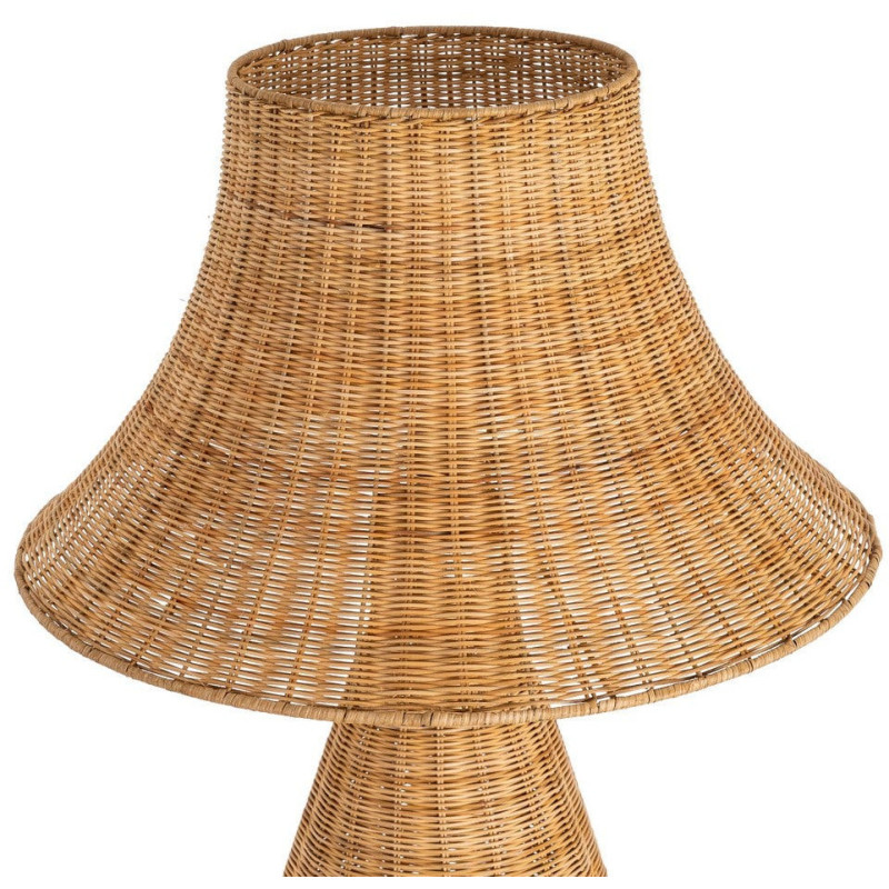 Grand Lampadaire bohème chic Hauteur 118 cm en Rotin Naturel Tressé Métal Enlian - 3
