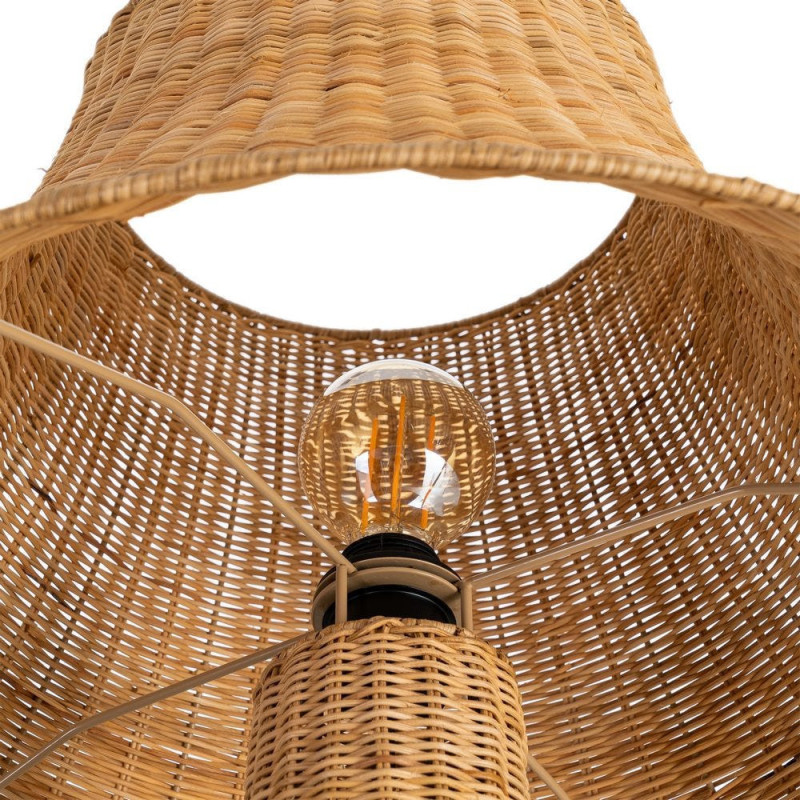Grand Lampadaire bohème chic Hauteur 118 cm en Rotin Naturel Tressé Métal Enlian - 5