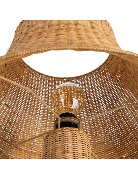 Grand Lampadaire bohème chic Hauteur 118 cm en Rotin Naturel Tressé Métal Enlian - 5