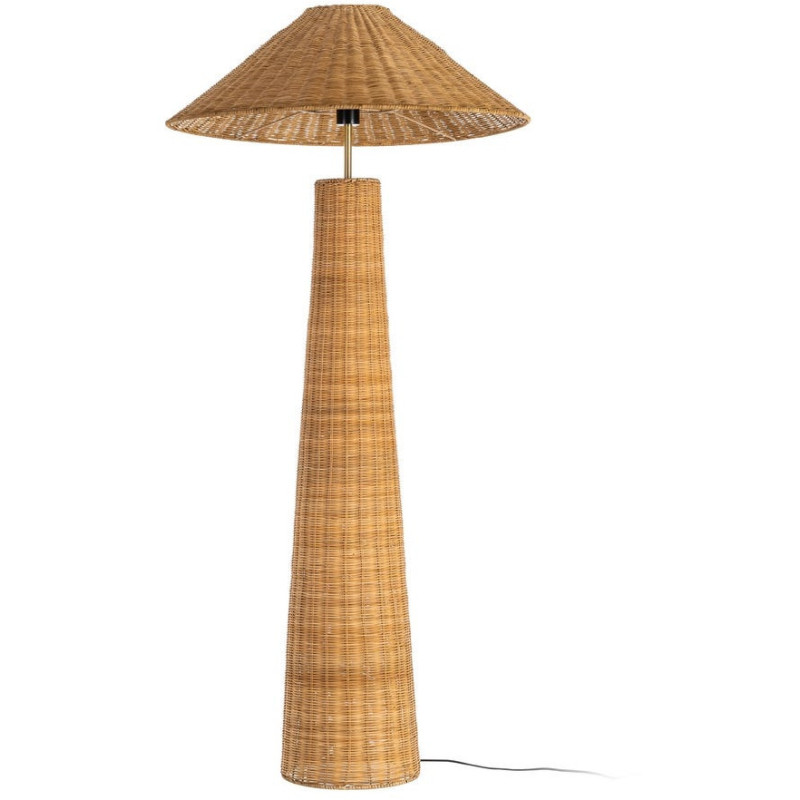 Grand Lampadaire bohème chic Hauteur 147 cm en Rotin Naturel Tressé Métal Sorvan - 1