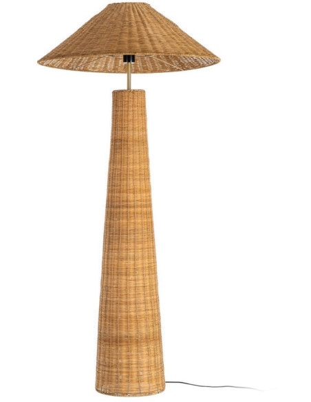 Grand Lampadaire bohème chic Hauteur 147 cm en Rotin Naturel Tressé Métal Sorvan - 1