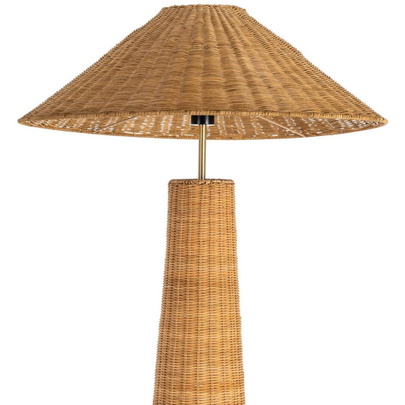 Grand Lampadaire bohème chic Hauteur 147 cm en Rotin Naturel Tressé Métal Sorvan - 2