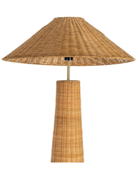 Grand Lampadaire bohème chic Hauteur 147 cm en Rotin Naturel Tressé Métal Sorvan - 2