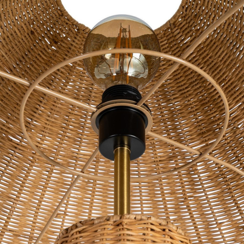 Grand Lampadaire bohème chic Hauteur 147 cm en Rotin Naturel Tressé Métal Sorvan - 5