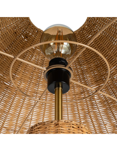 Grand Lampadaire bohème chic Hauteur 147 cm en Rotin Naturel Tressé Métal Sorvan - 5