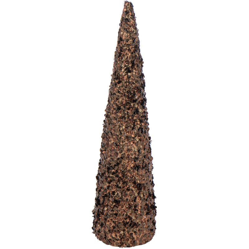 Grand Cône décoratif de Noël XL Hauteur 56 cm en Sequins Marron foncé Brillant Mousse Brilloro - 1