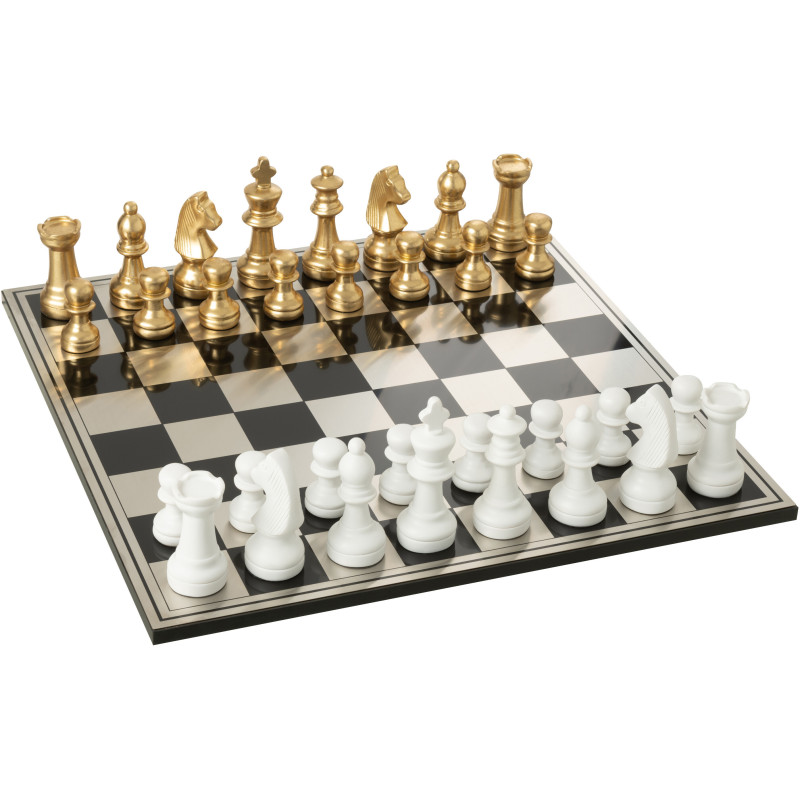 Grand Échiquier moderne chic 60 cm en Résine Doré Blanc Cavalys - 1