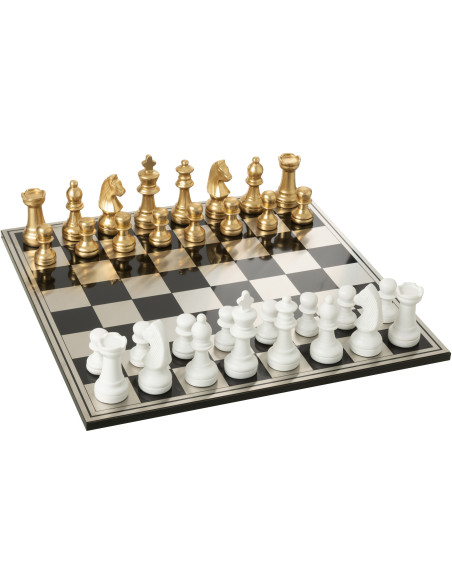 Grand Échiquier moderne chic 60 cm en Résine Doré Blanc Cavalys - 1