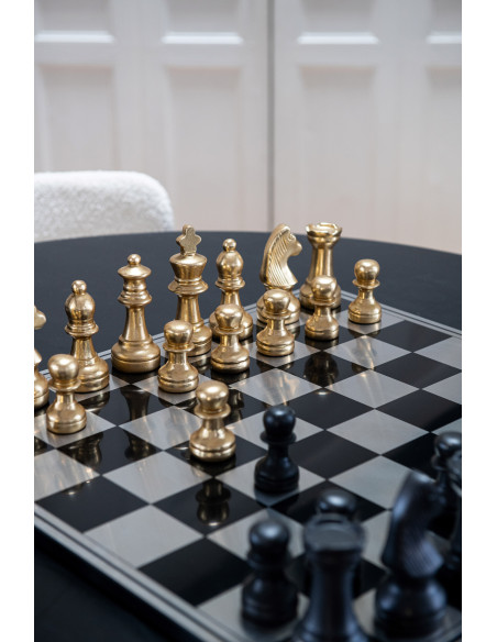 Grand Échiquier moderne chic 60 cm en Résine Doré Blanc Cavalys - 2