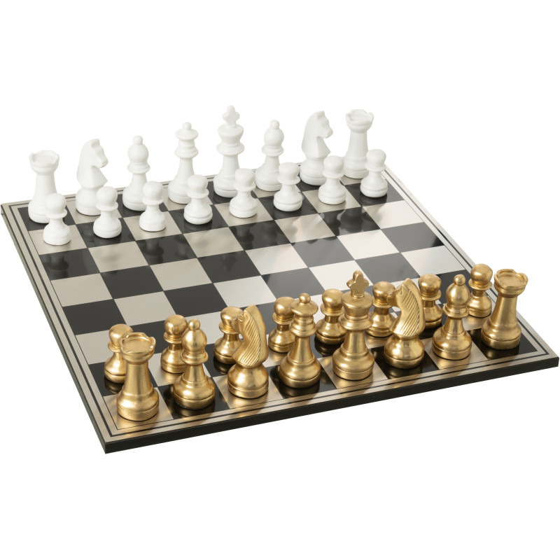 Grand Échiquier moderne chic 60 cm en Résine Doré Blanc Cavalys - 3