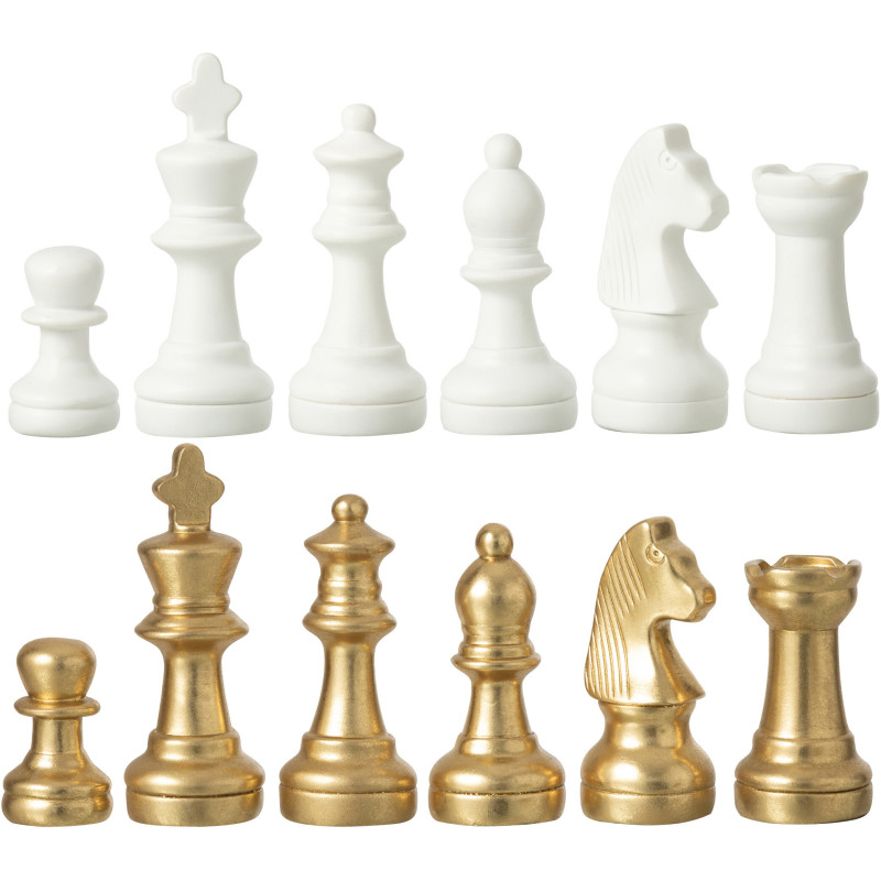 Grand Échiquier moderne chic 60 cm en Résine Doré Blanc Cavalys - 5