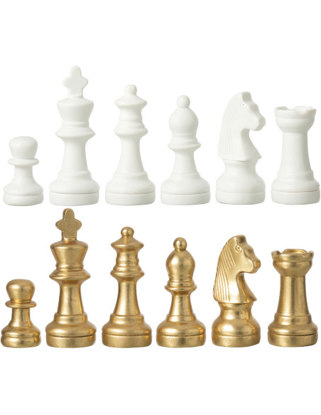 Grand Échiquier moderne chic 60 cm en Résine Doré Blanc Cavalys - 5