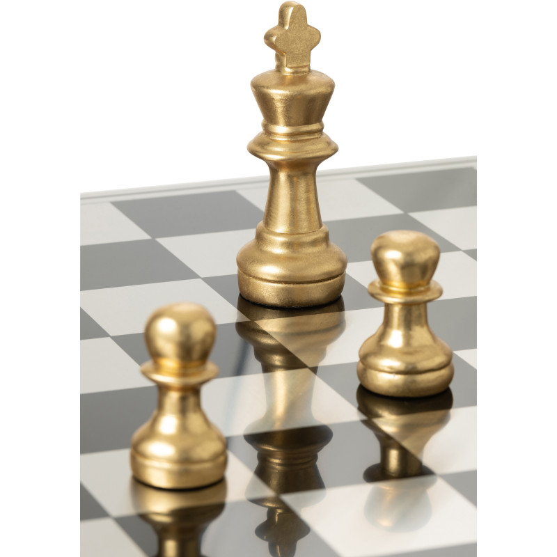 Grand Échiquier moderne chic 60 cm en Résine Doré Blanc Cavalys - 12