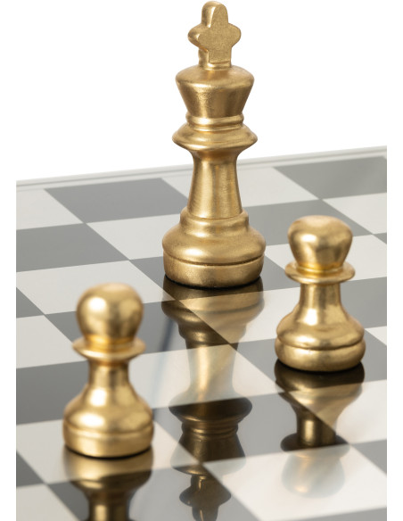 Grand Échiquier moderne chic 60 cm en Résine Doré Blanc Cavalys - 12