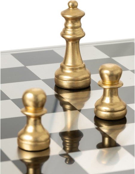 Grand Échiquier moderne chic 60 cm en Résine Doré Blanc Cavalys - 13