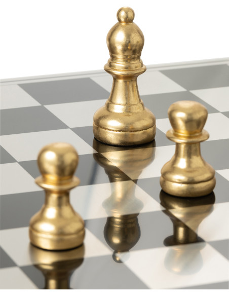 Grand Échiquier moderne chic 60 cm en Résine Doré Blanc Cavalys - 14