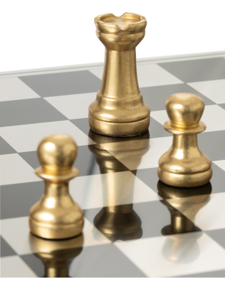 Grand Échiquier moderne chic 60 cm en Résine Doré Blanc Cavalys - 15