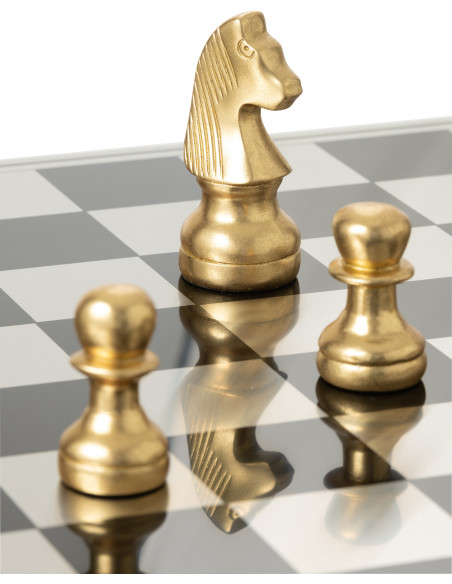 Grand Échiquier moderne chic 60 cm en Résine Doré Blanc Cavalys - 16