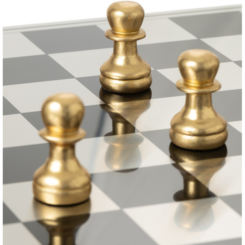 Grand Échiquier moderne chic 60 cm en Résine Doré Blanc Cavalys - 17