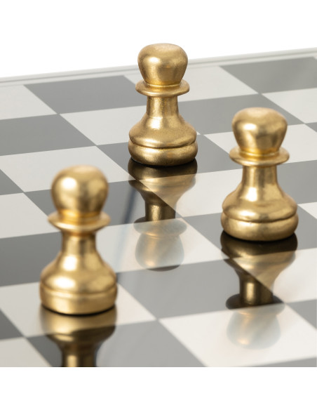 Grand Échiquier moderne chic 60 cm en Résine Doré Blanc Cavalys - 17