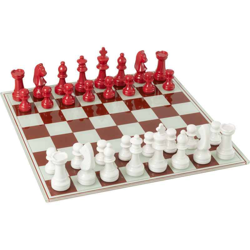 Grand Échiquier moderne chic 60 cm en Résine Blanc Rouge Stratellis - 1