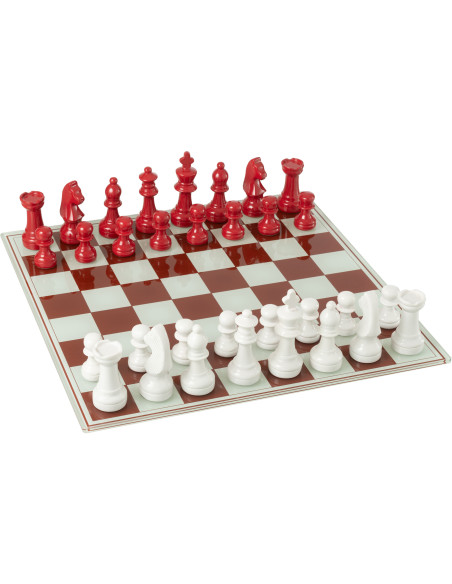 Grand Échiquier moderne chic 60 cm en Résine Blanc Rouge Stratellis - 1