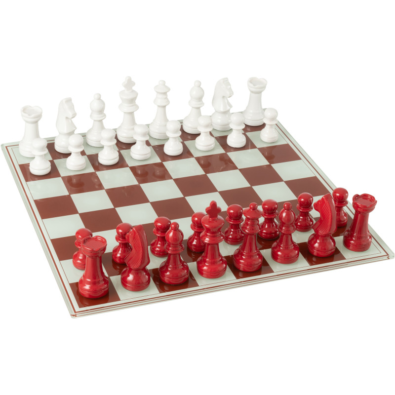 Grand Échiquier moderne chic 60 cm en Résine Blanc Rouge Stratellis - 2