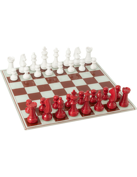 Grand Échiquier moderne chic 60 cm en Résine Blanc Rouge Stratellis - 2