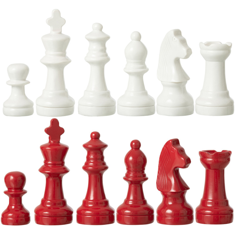 Grand Échiquier moderne chic 60 cm en Résine Blanc Rouge Stratellis - 4