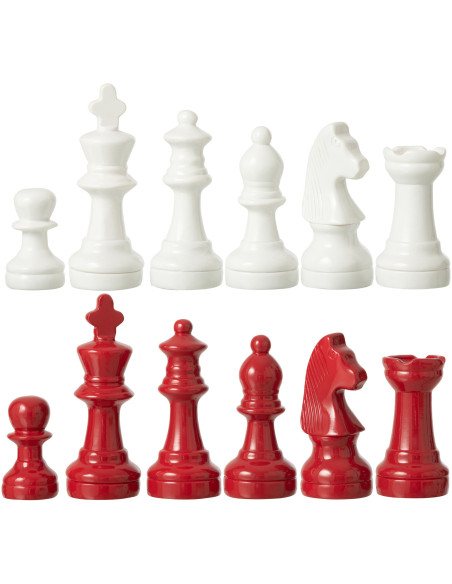 Grand Échiquier moderne chic 60 cm en Résine Blanc Rouge Stratellis - 4