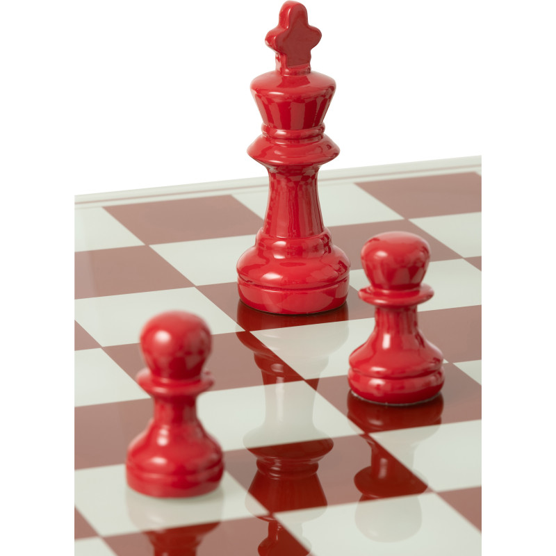 Grand Échiquier moderne chic 60 cm en Résine Blanc Rouge Stratellis - 5