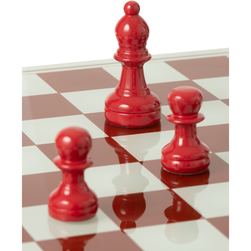 Grand Échiquier moderne chic 60 cm en Résine Blanc Rouge Stratellis - 7