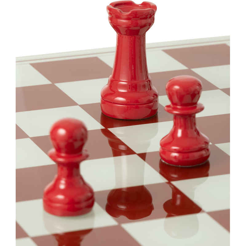 Grand Échiquier moderne chic 60 cm en Résine Blanc Rouge Stratellis - 8