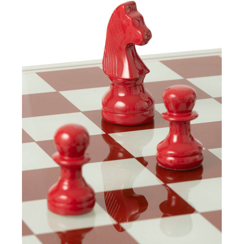 Grand Échiquier moderne chic 60 cm en Résine Blanc Rouge Stratellis - 9