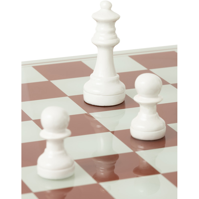 Grand Échiquier moderne chic 60 cm en Résine Blanc Rouge Stratellis - 12