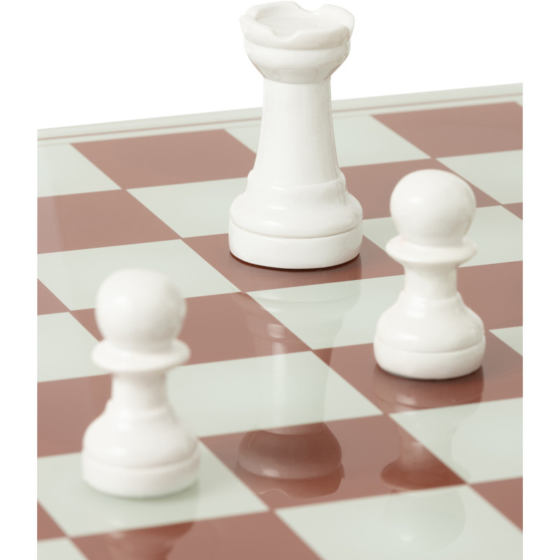 Grand Échiquier moderne chic 60 cm en Résine Blanc Rouge Stratellis - 14
