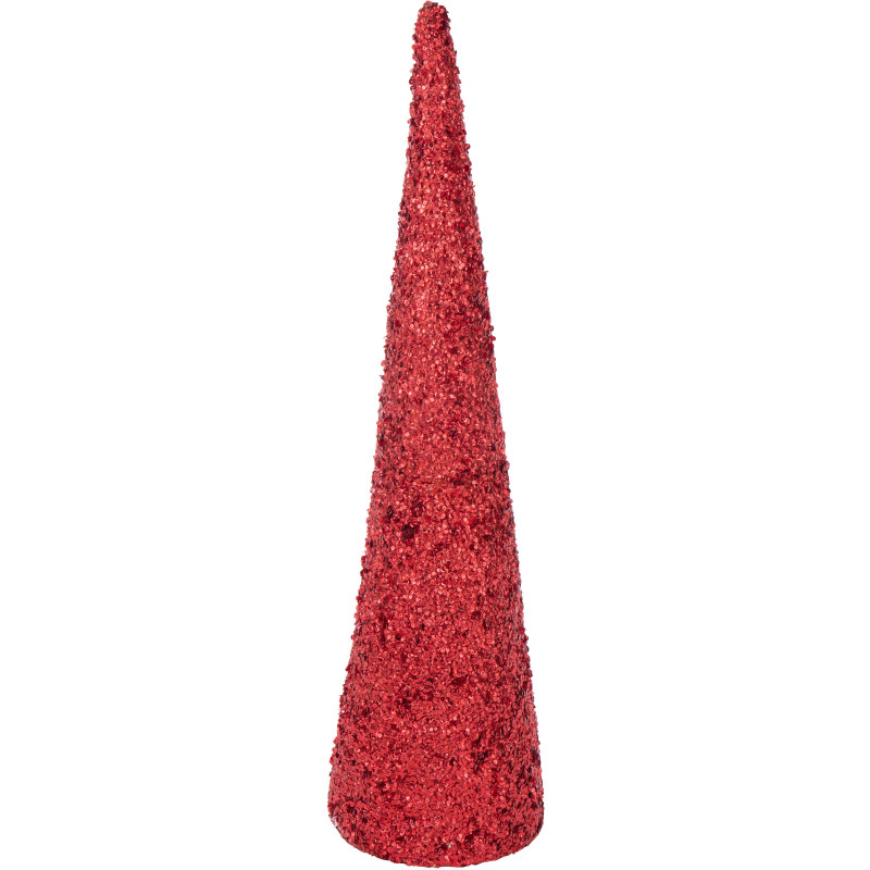 Grand Cône décoratif de Noël XXL Hauteur 120 cm en Sequins Rouge Brillant Mousse Brilloro - 1