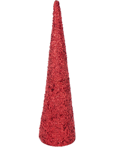 Grand Cône décoratif de Noël XXL Hauteur 120 cm en Sequins Rouge Brillant Mousse Brilloro - 1
