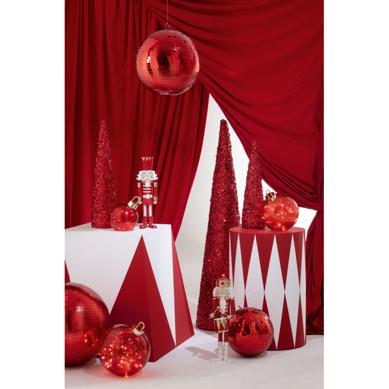 Grand Cône décoratif de Noël XXL Hauteur 120 cm en Sequins Rouge Brillant Mousse Brilloro - 2