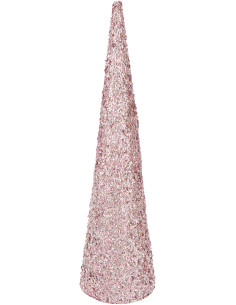 Grand Cône décoratif de Noël XXL Hauteur 120 cm en Sequins Rose clair Brillant Mousse Brilloro - 1
