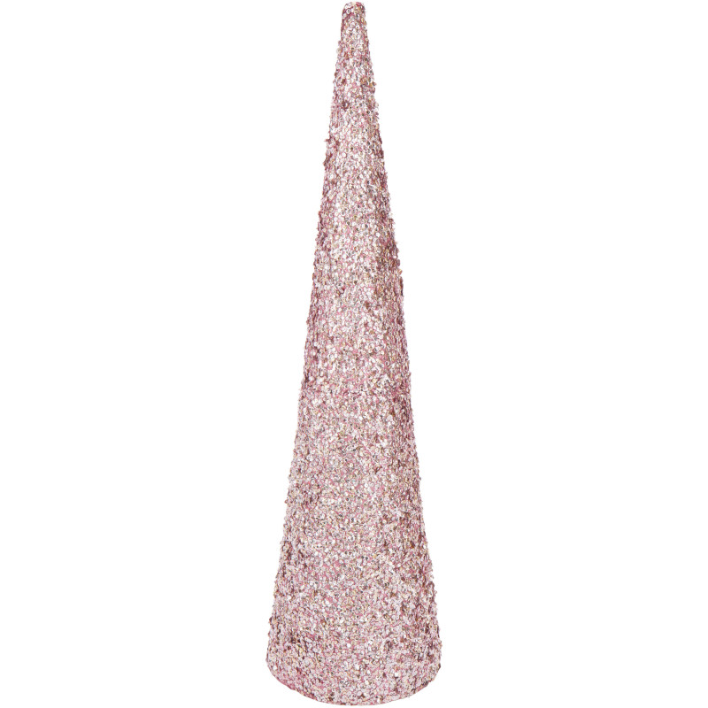 Grand Cône décoratif de Noël XXL Hauteur 120 cm en Sequins Rose clair Brillant Mousse Brilloro - 1