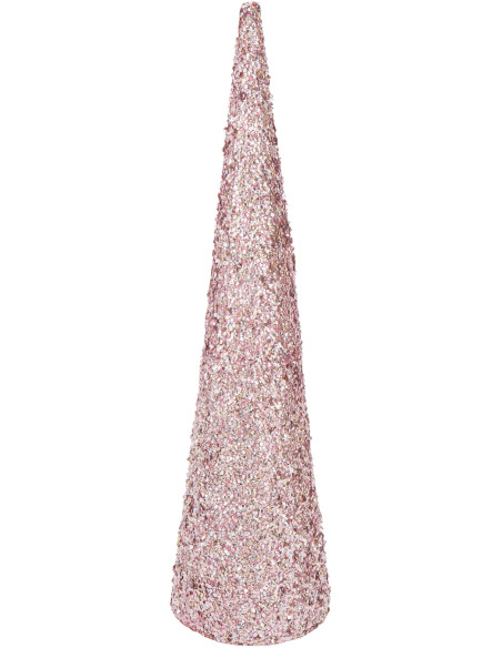 Grand Cône décoratif de Noël XXL Hauteur 120 cm en Sequins Rose clair Brillant Mousse Brilloro - 1