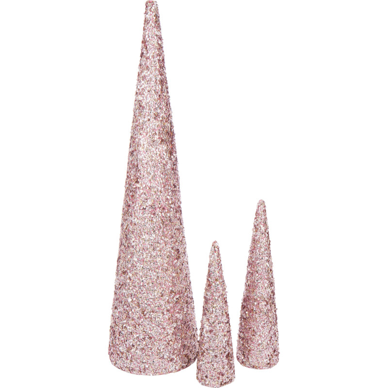 Grand Cône décoratif de Noël XXL Hauteur 120 cm en Sequins Rose clair Brillant Mousse Brilloro - 2