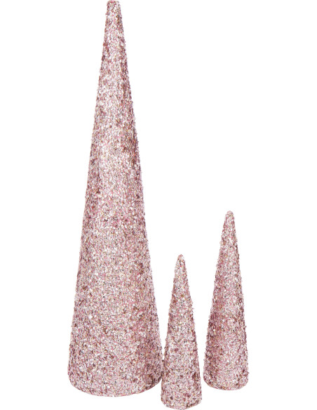Grand Cône décoratif de Noël XXL Hauteur 120 cm en Sequins Rose clair Brillant Mousse Brilloro - 2