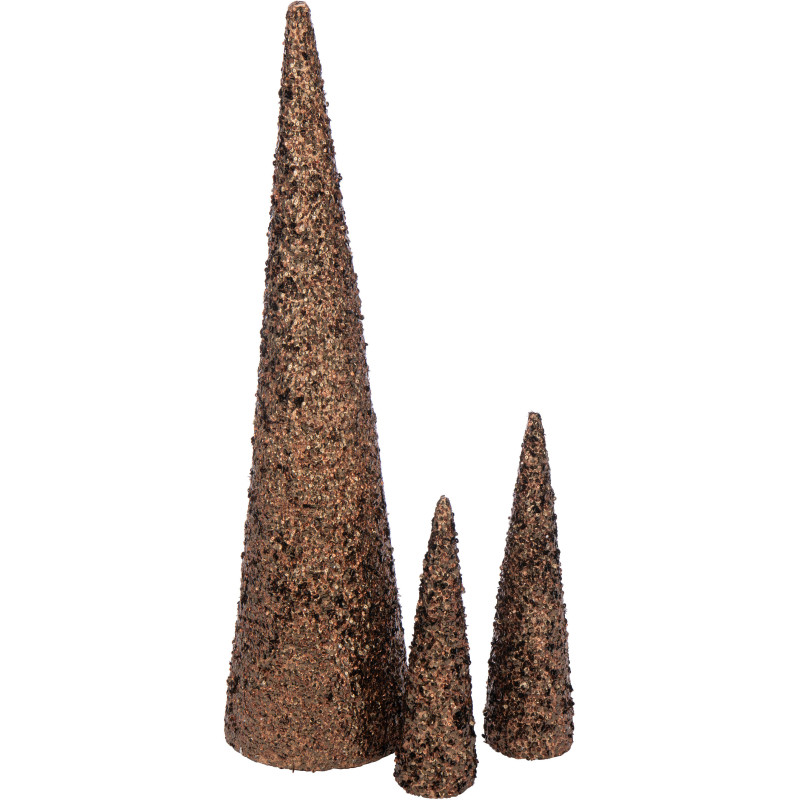 Grand Cône décoratif de Noël XXL Hauteur 120 cm en Sequins Marron foncé Brillant Mousse Brilloro - 2