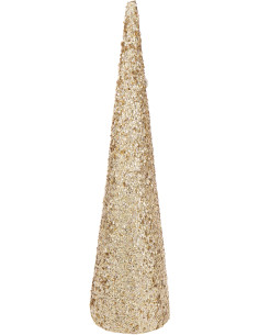 Grand Cône décoratif de Noël XXL Hauteur 120 cm en Sequins Doré Brillant Mousse Brilloro - 1