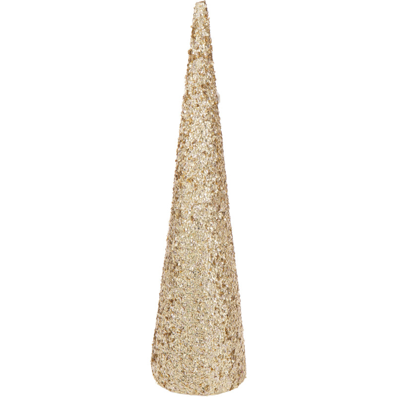Grand Cône décoratif de Noël XXL Hauteur 120 cm en Sequins Doré Brillant Mousse Brilloro - 1
